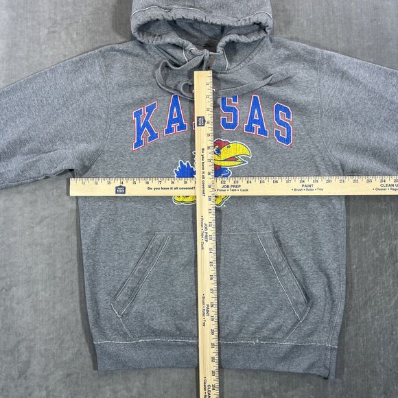 Univ of Kansas KU Jayhaw Men's Medium Gray New Agenda Pullover Sweatshirt Hoodie - Picture 4 of 5